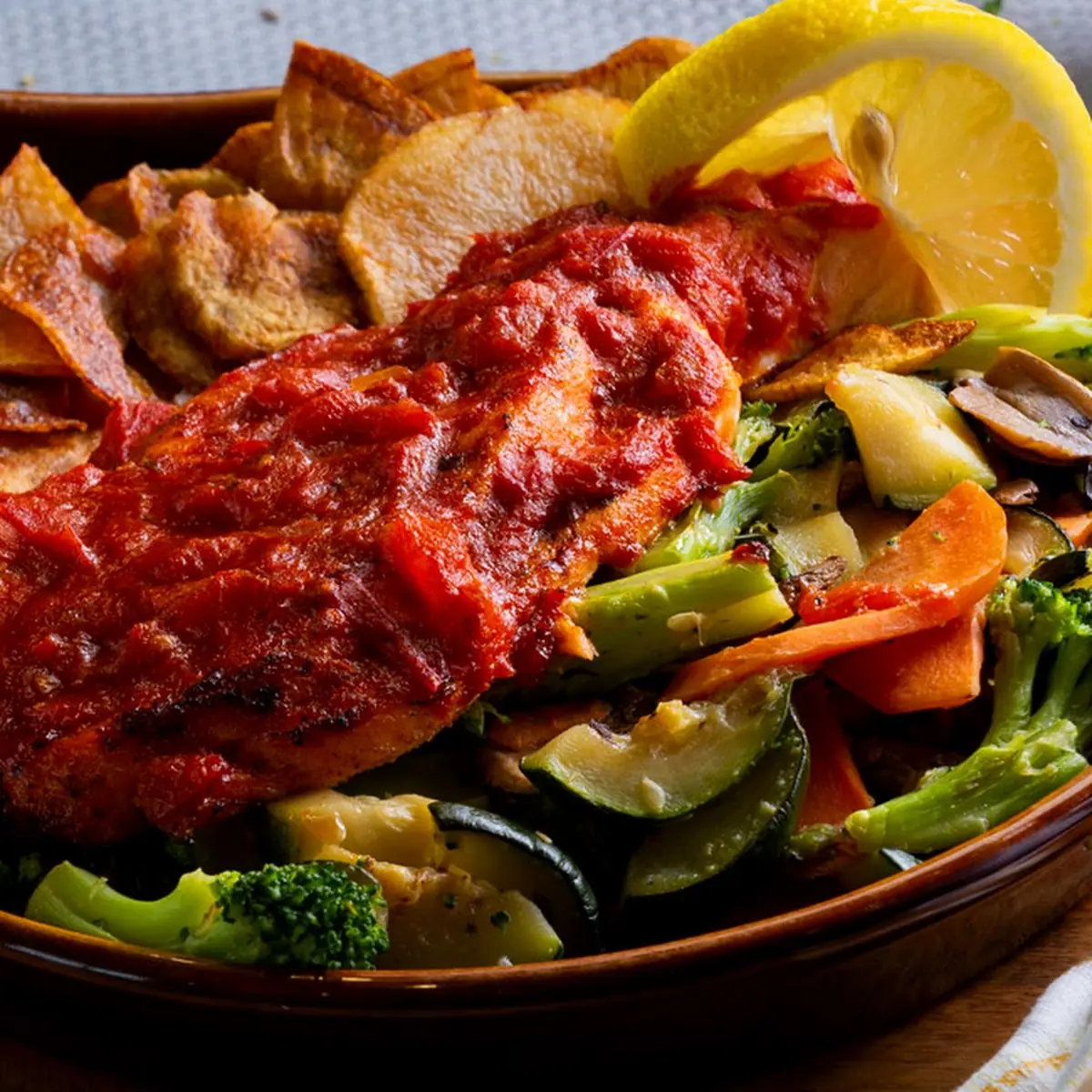 Griled Vegetable Salad with Tomato Sauce