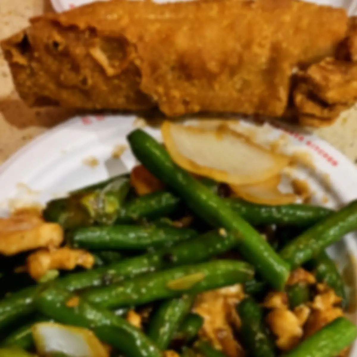 Garlic Green Beans with Chicken Chicken Egg Roll