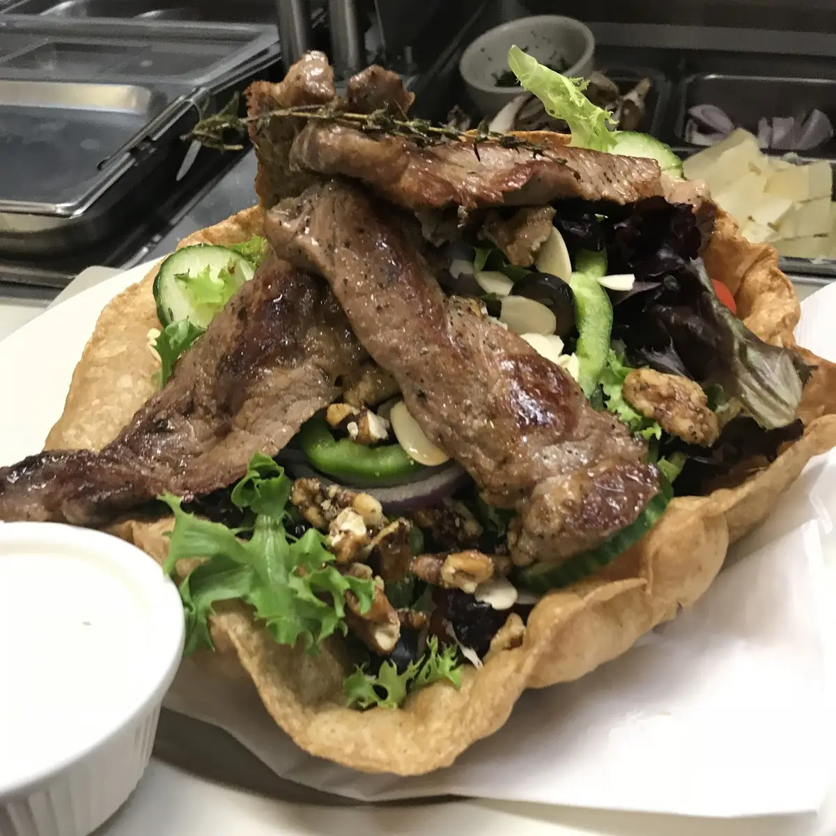 Grilled Steak Salad in a Toco Shell