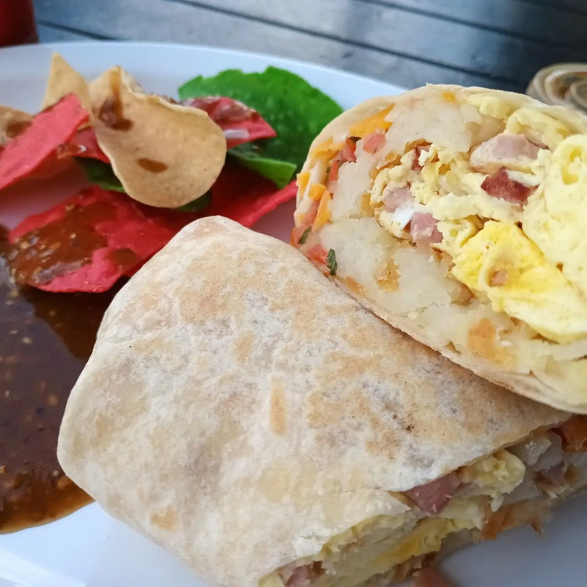 Breakfast Burrito with Bacon Sausage Ham or Cheese