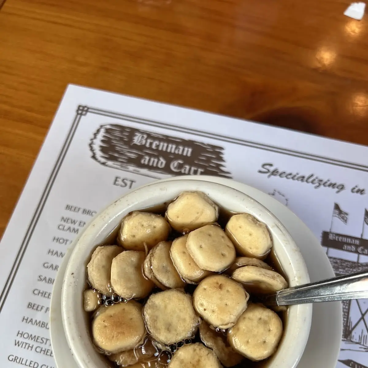 Beef Broth with Oyster Crackers