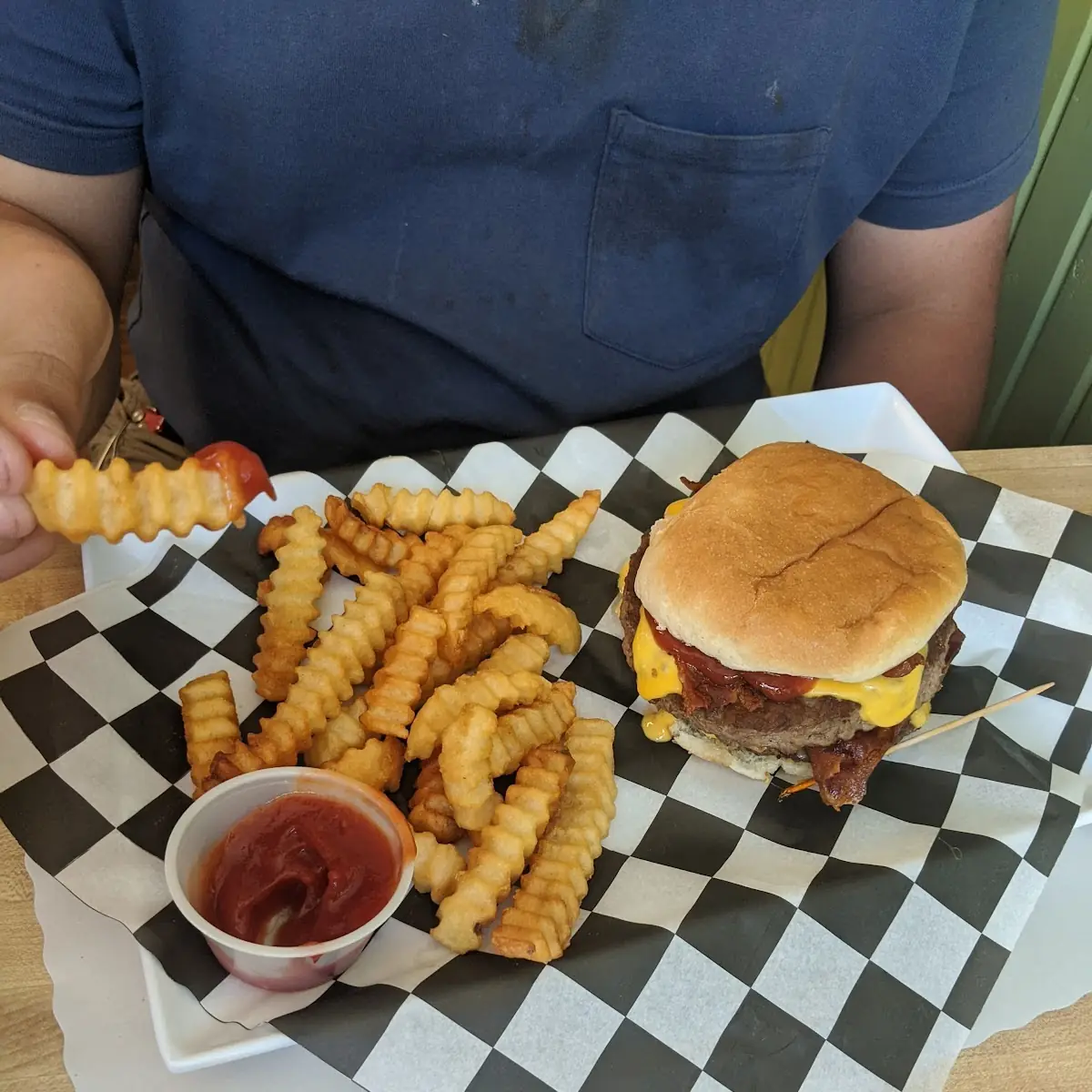 Double Bacon Cheeseburger with Crinkle Cut Fries