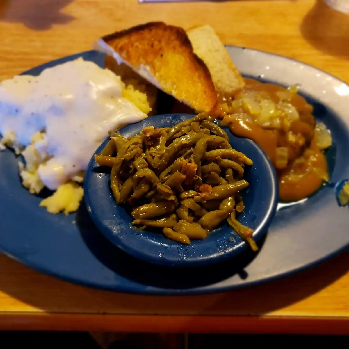 Chopped Steak with Mashed Potatoes & Gravy Plus Green Beans