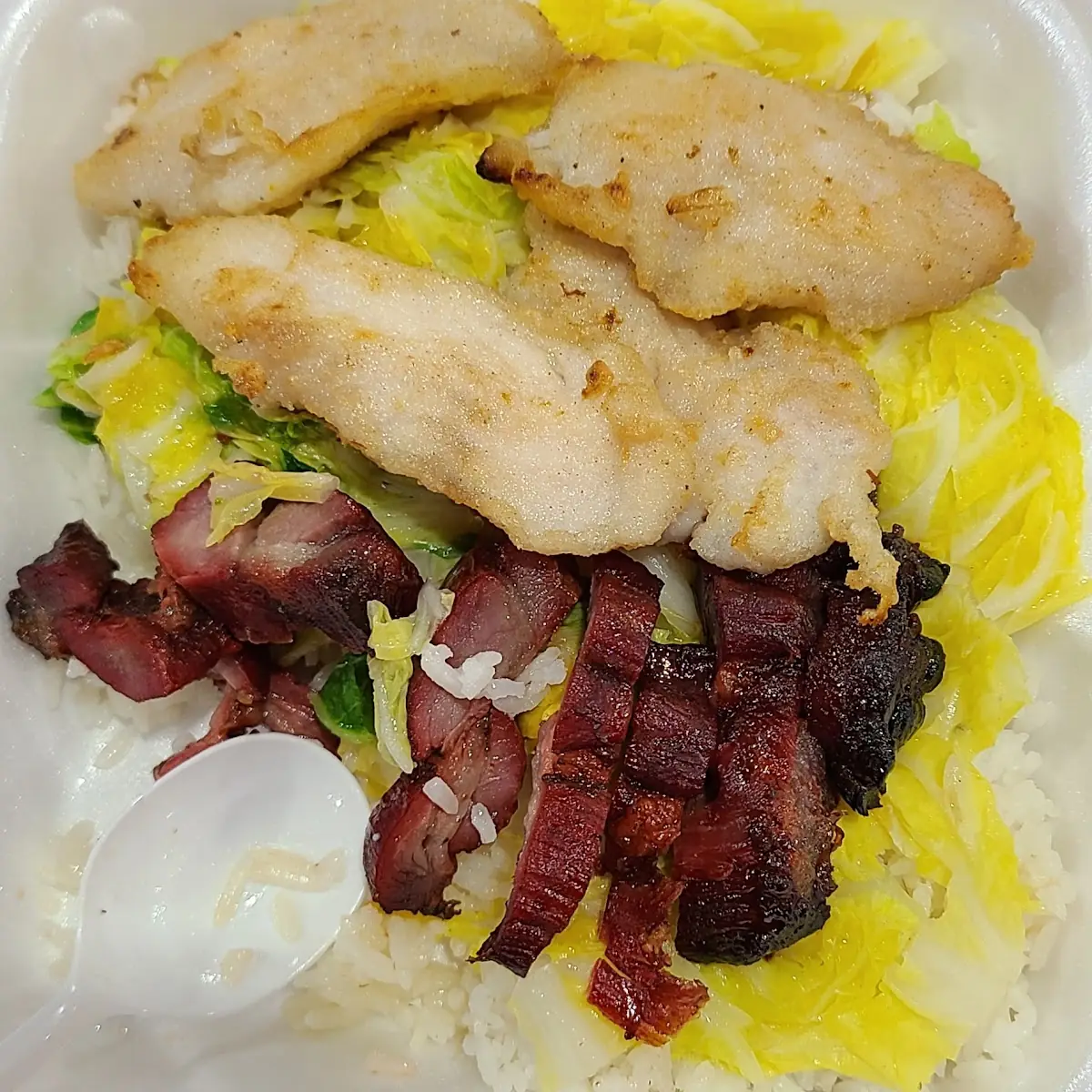 Char Siu and Fish Filet over Rice