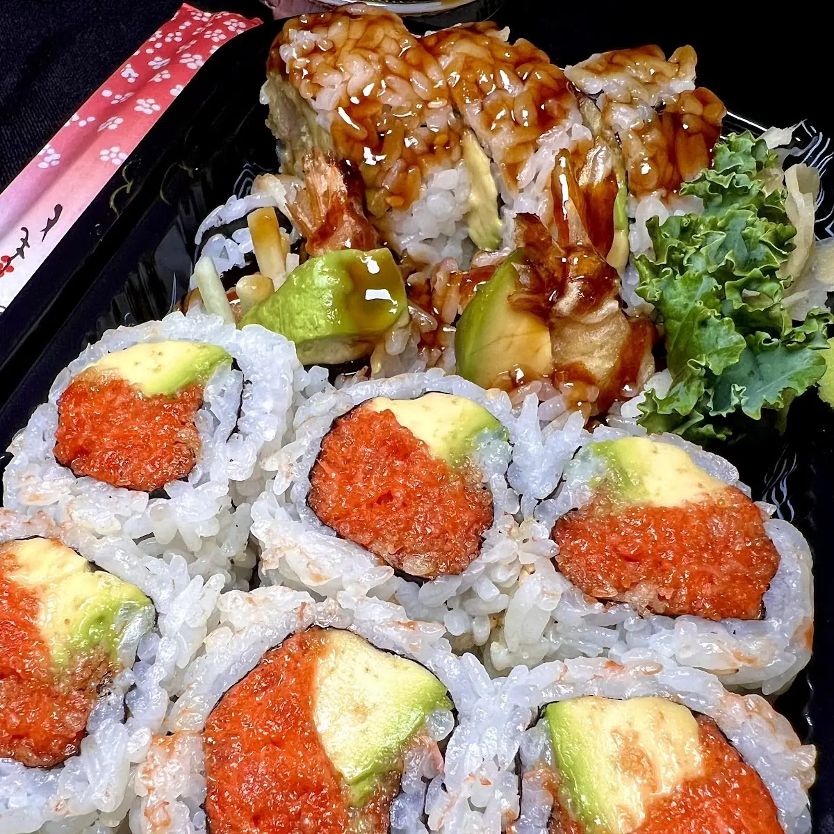 Spicy Tuna Avocado Roll and Shrimp Tempura Roll
