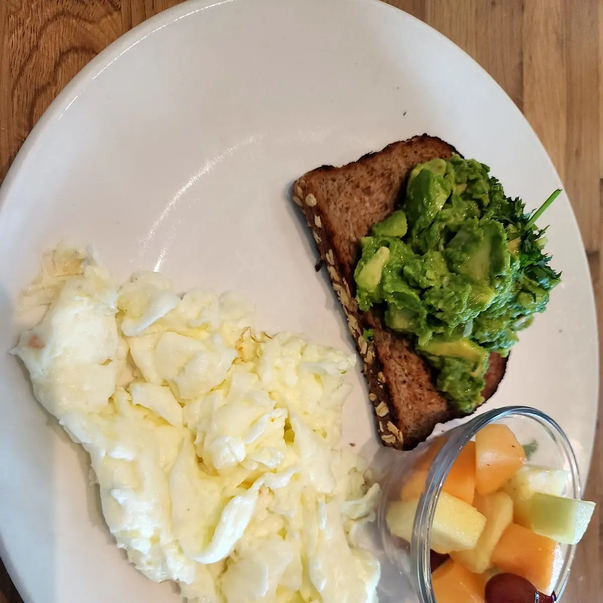 Avocado Toast with Egg Whites and Fruit Cup