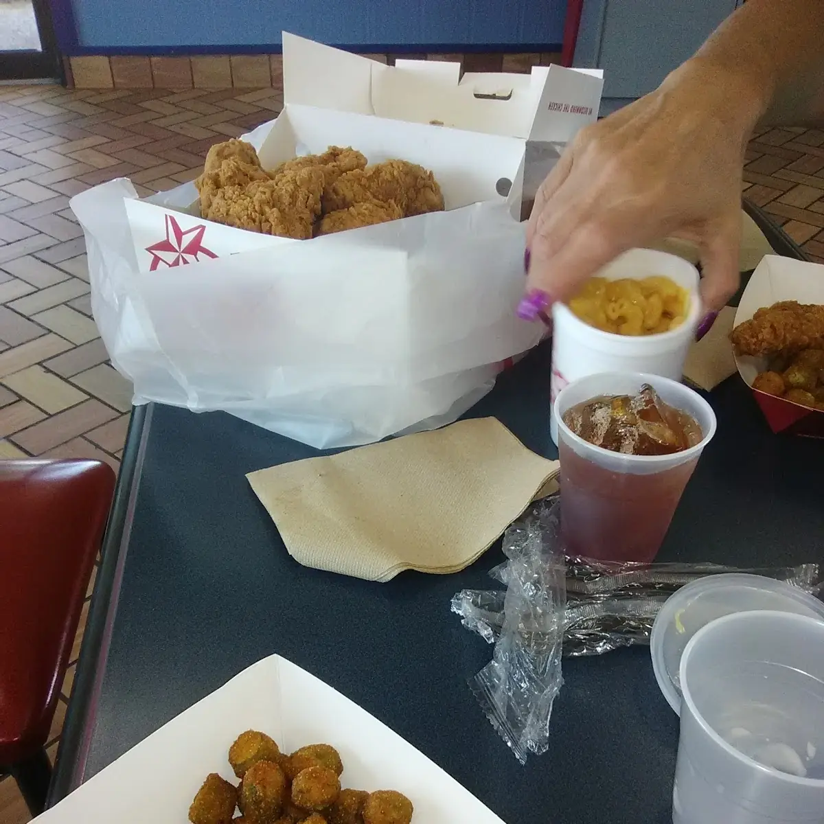Fried Chicken Okra and Biscuit