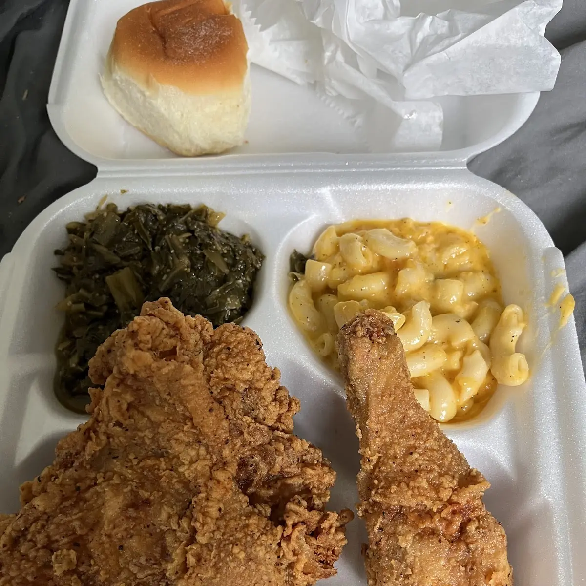 Fried Chicken Mac and Cheese and Yams