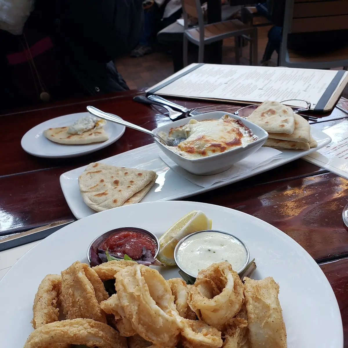 Fried Calamari and Artichoke Dip