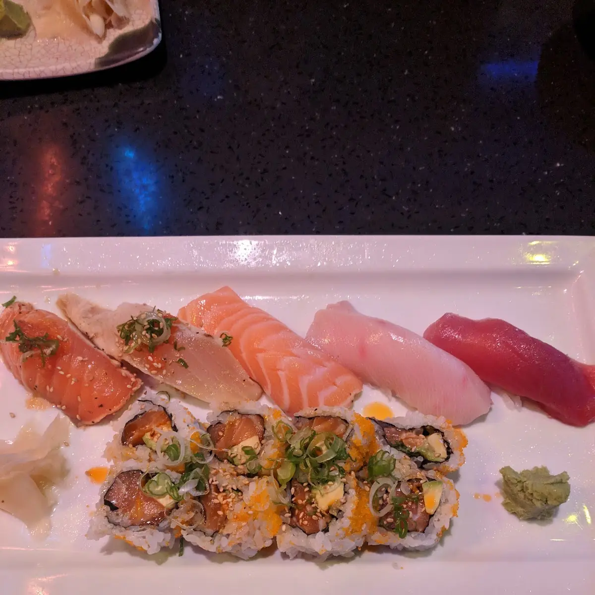 Sushi a with Spicy Salmon Roll