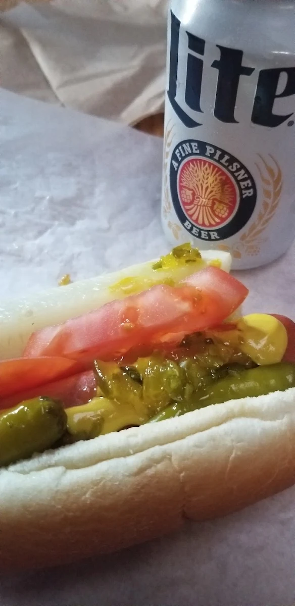 Chicago Style Hot Dog with Lite Beer