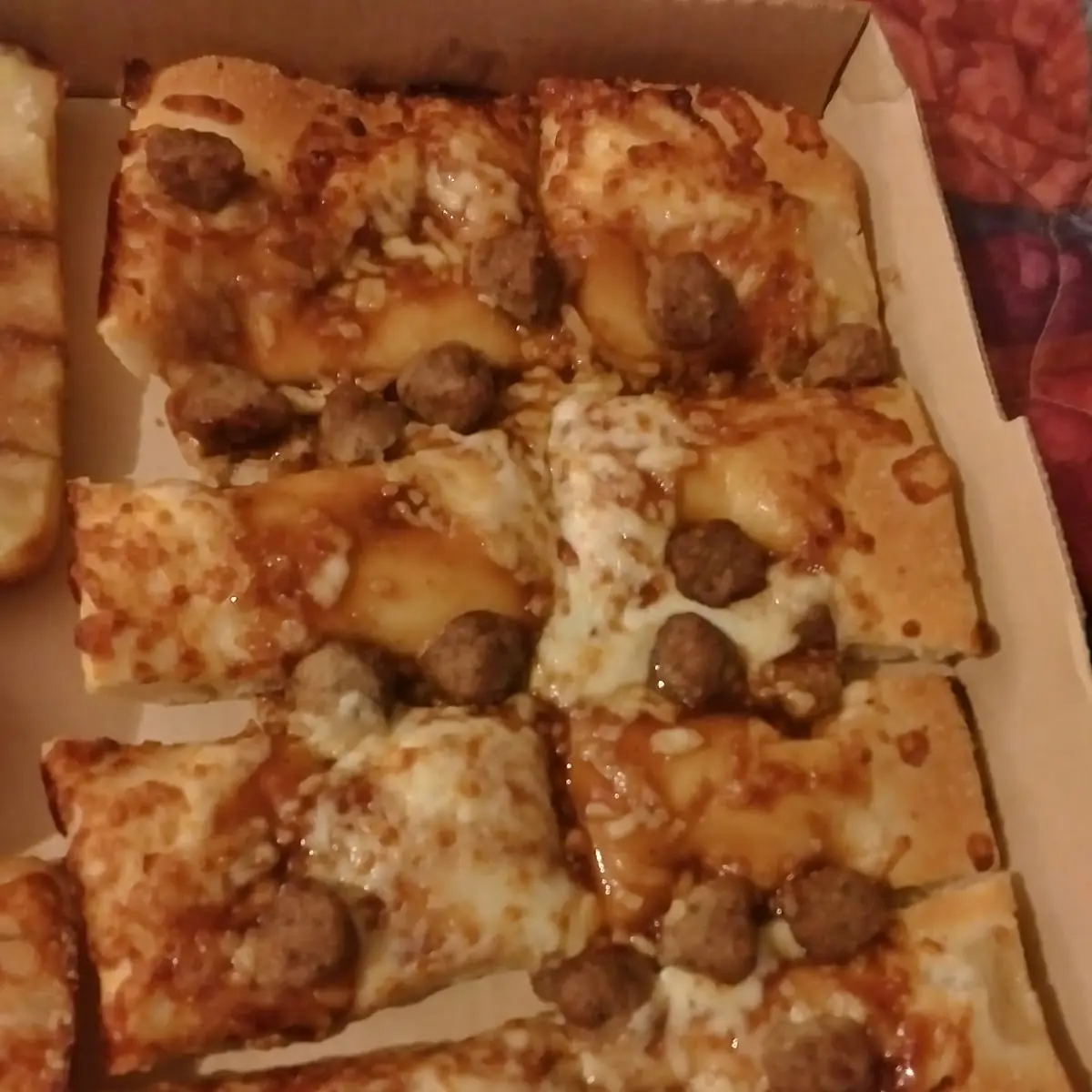 Meatball Pizza and Cinnamon Sticks