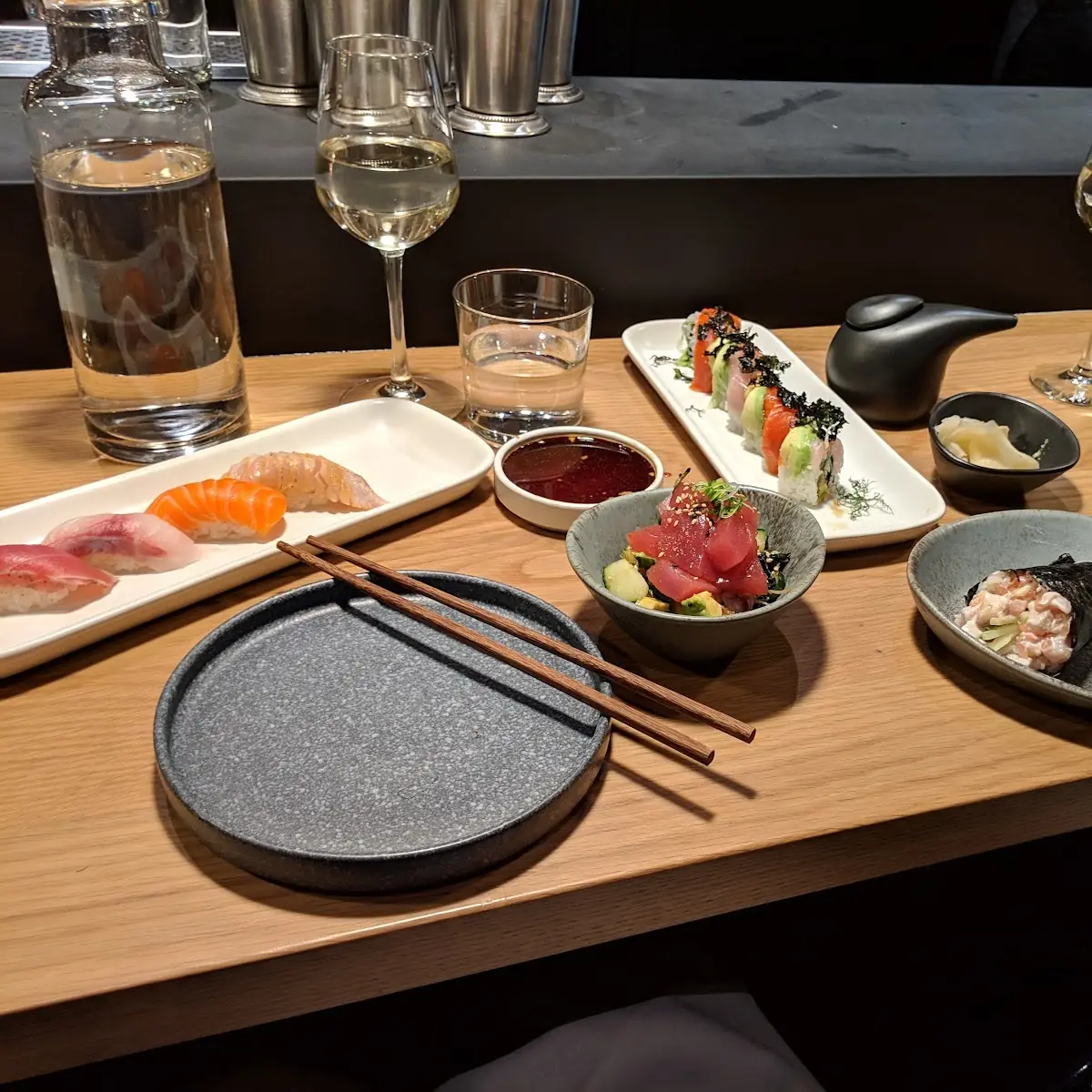 California Roll Miso Soup Sashimi Deluxe