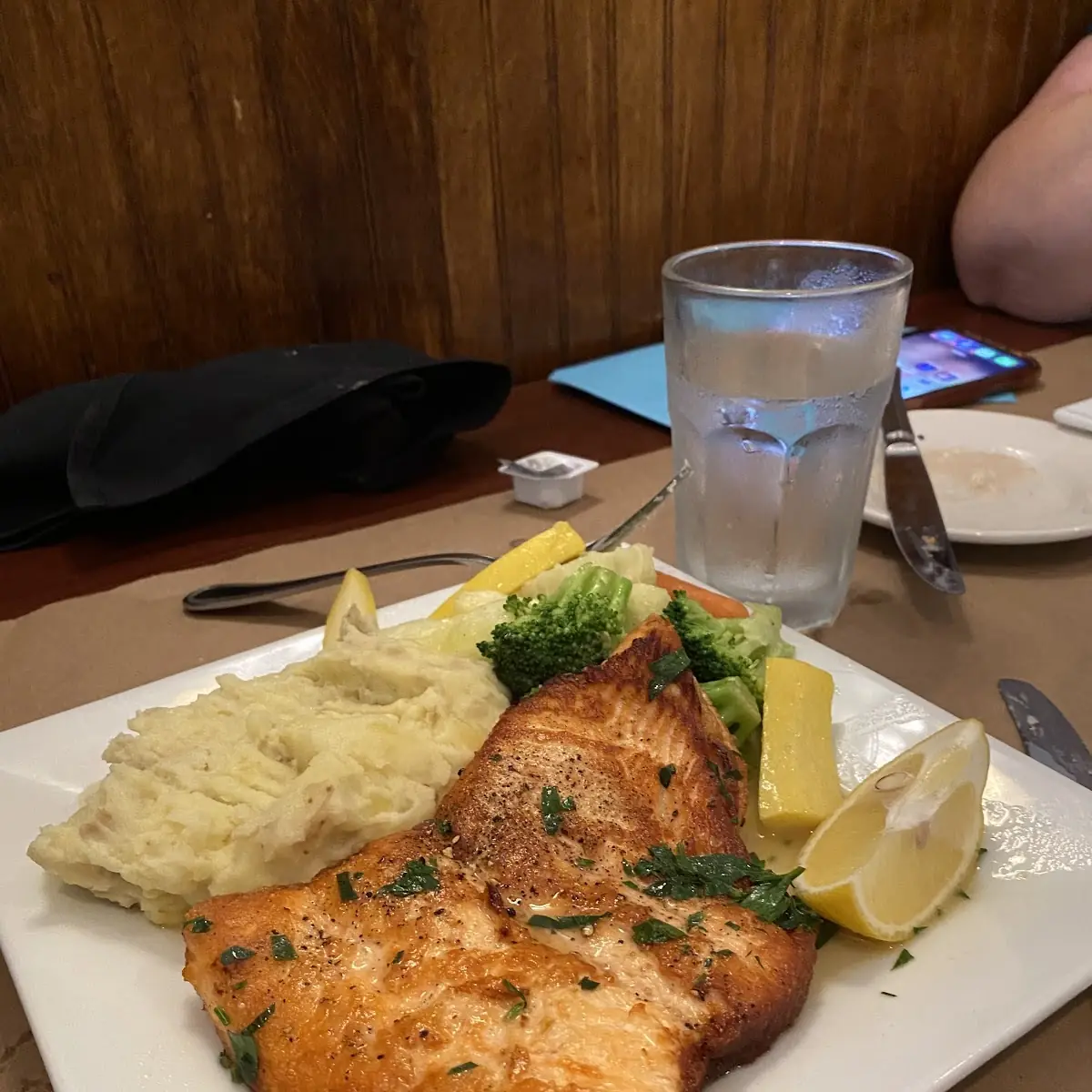 Salmon with Mashed Potatoes and Veggies