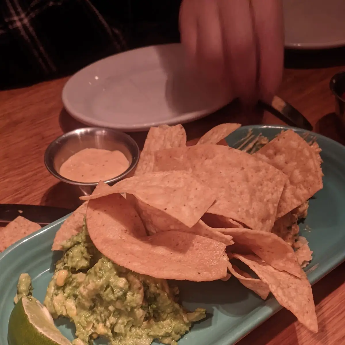 Crispy Tortilla Chips and Guacamole Dip