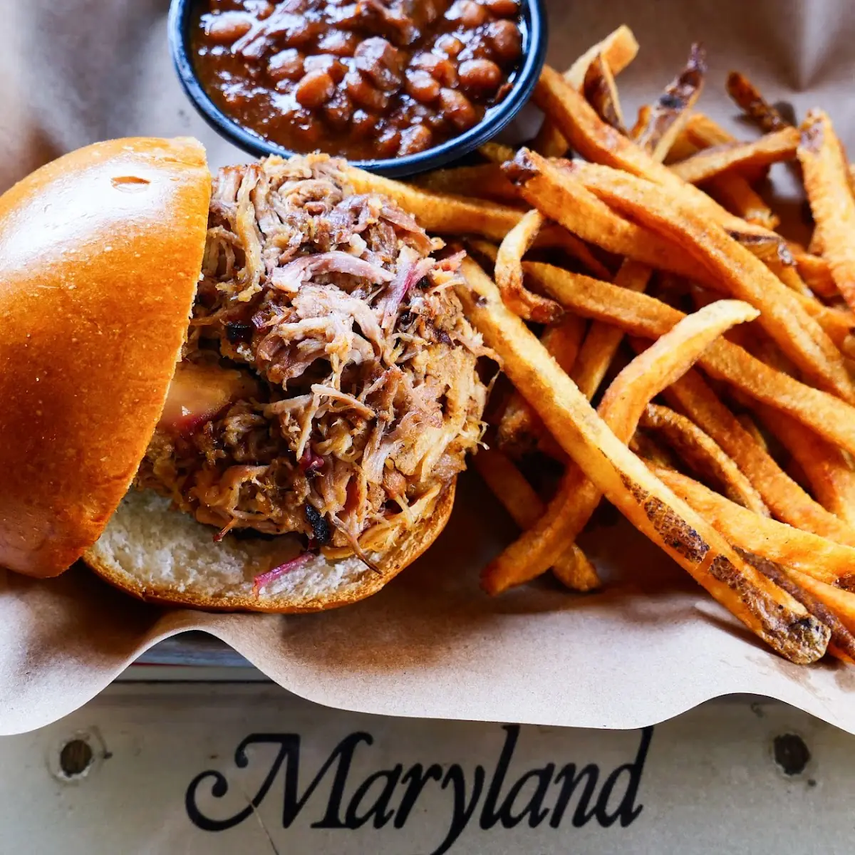 Pulled Chicken French Fries and Cornbread