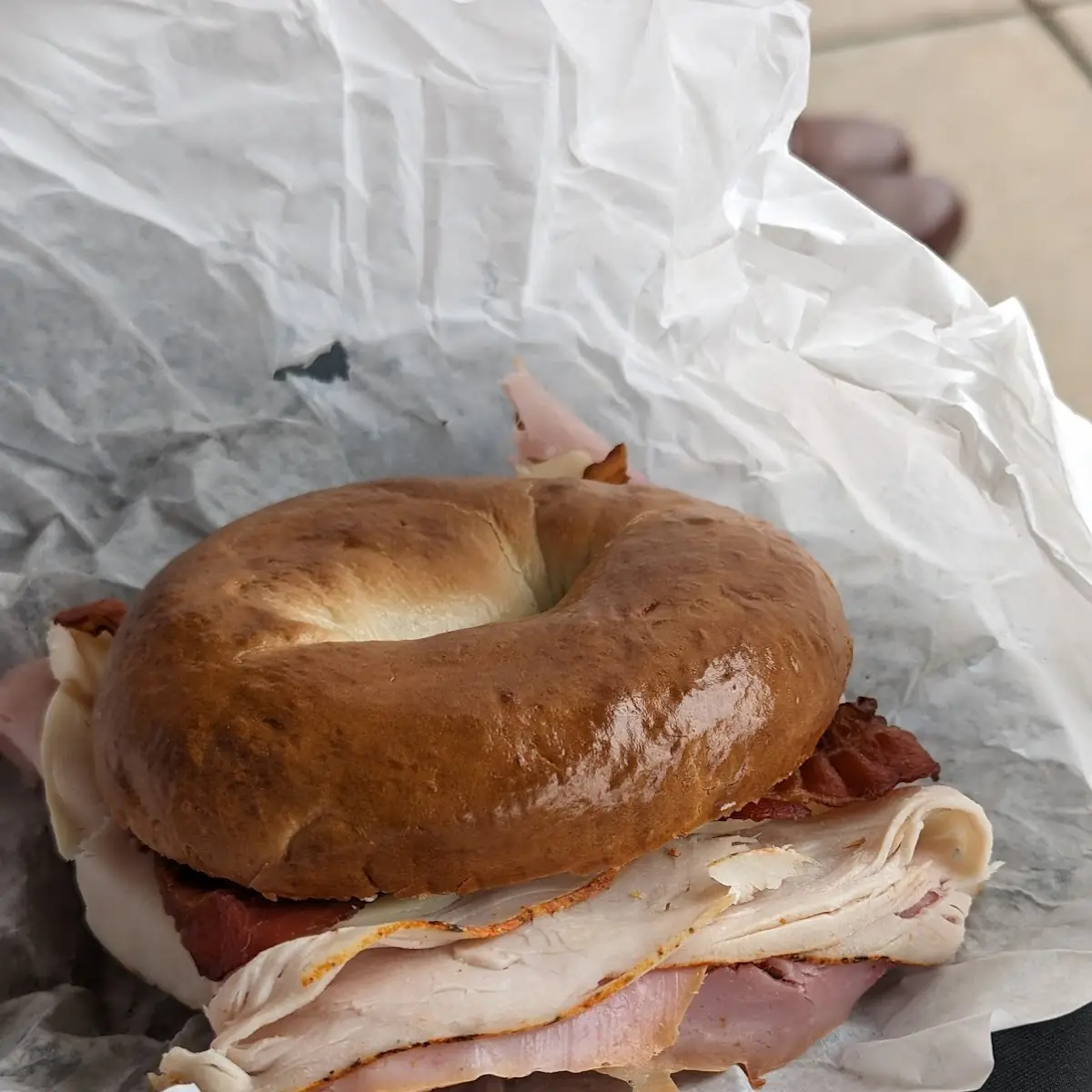 Plain Bagel Club Sandwich