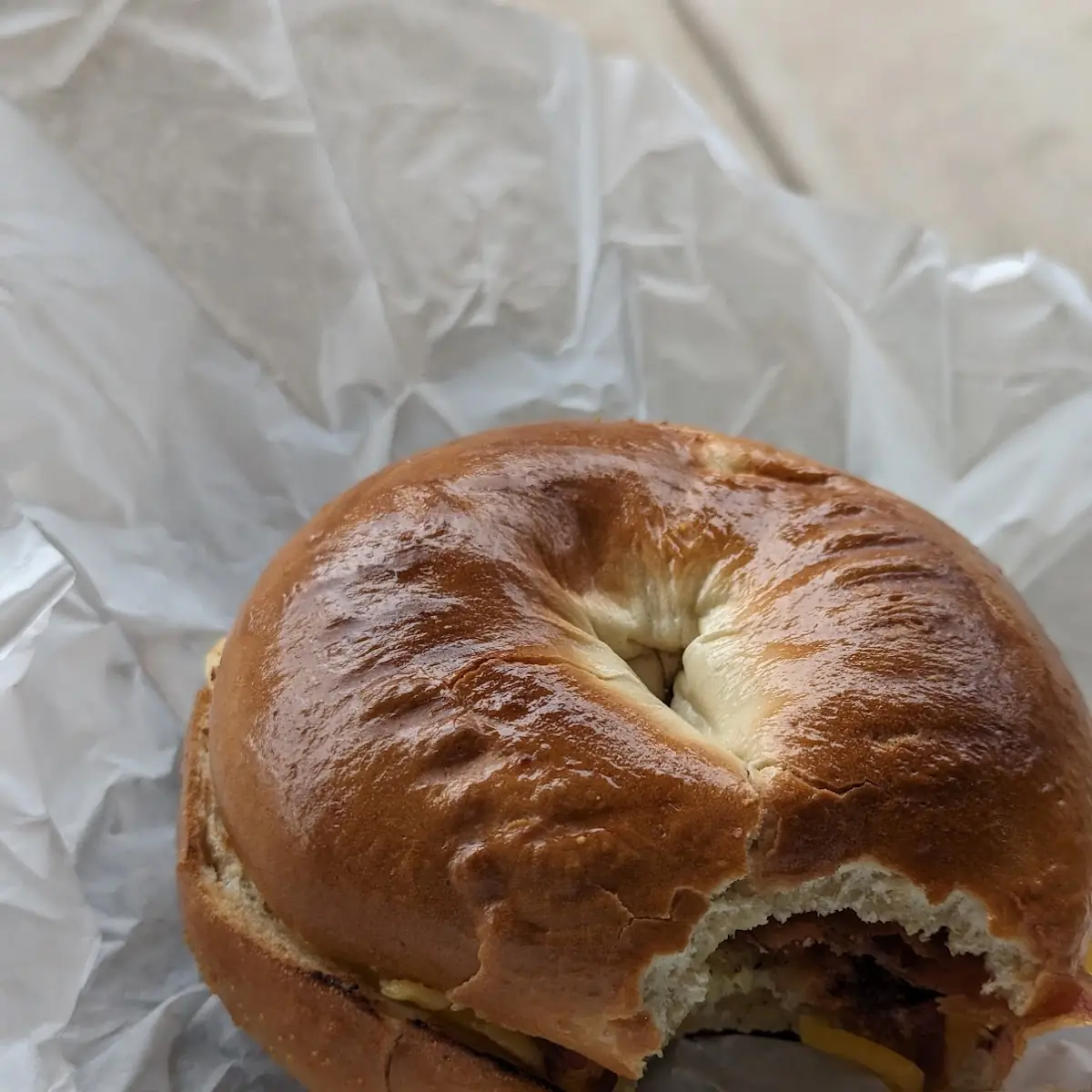 Plain Bagel Sausage Egg and Cheese