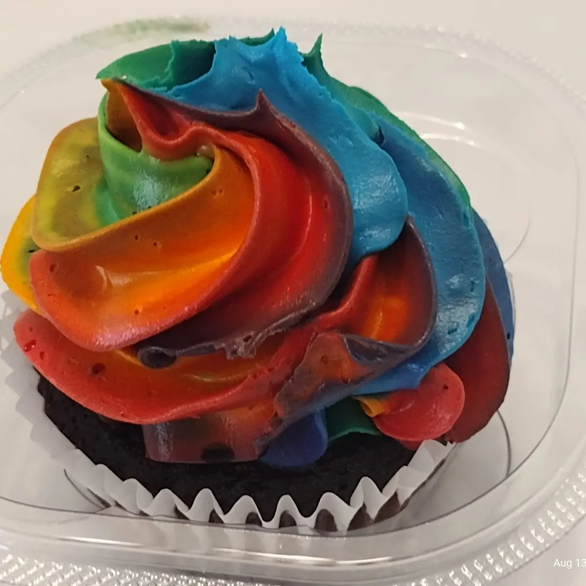 Rainbow Swirl Chocolate Cupcake