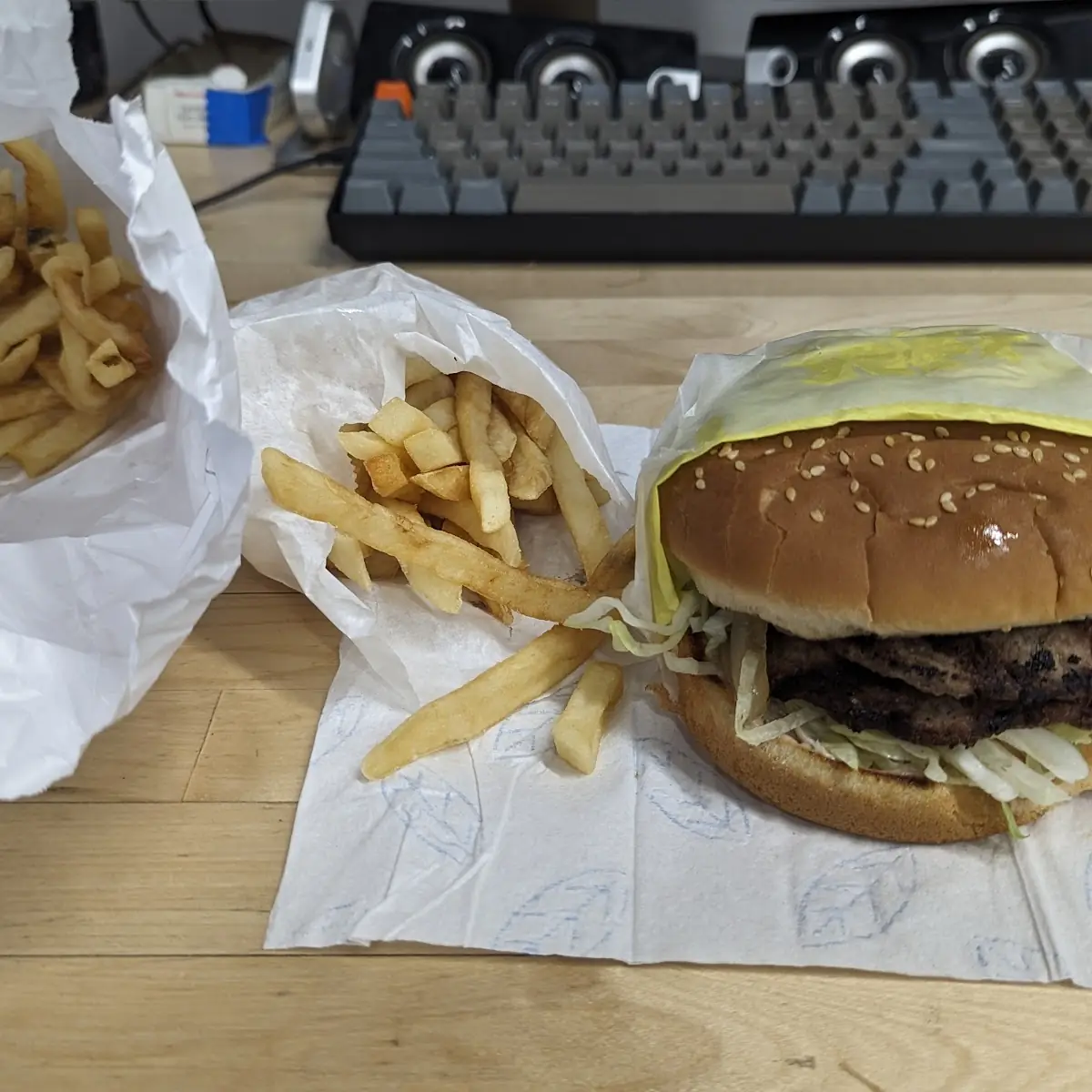 Double Hamburger and Fries