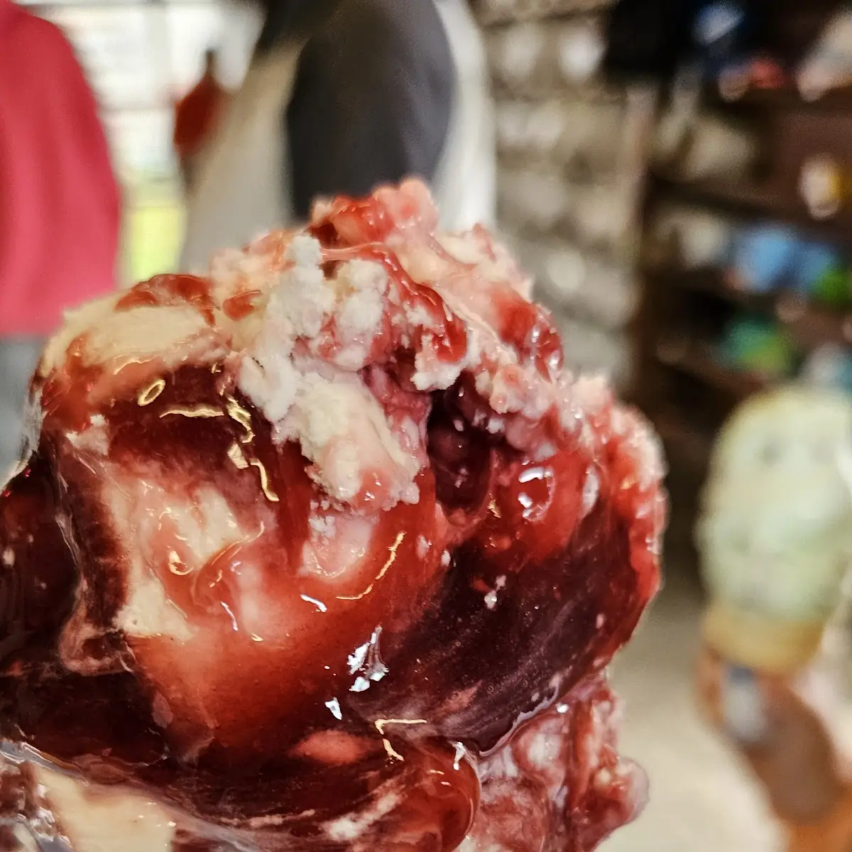 Waffle Cone 2 Scoops Raspberry Cheesecake and Cotton Candy