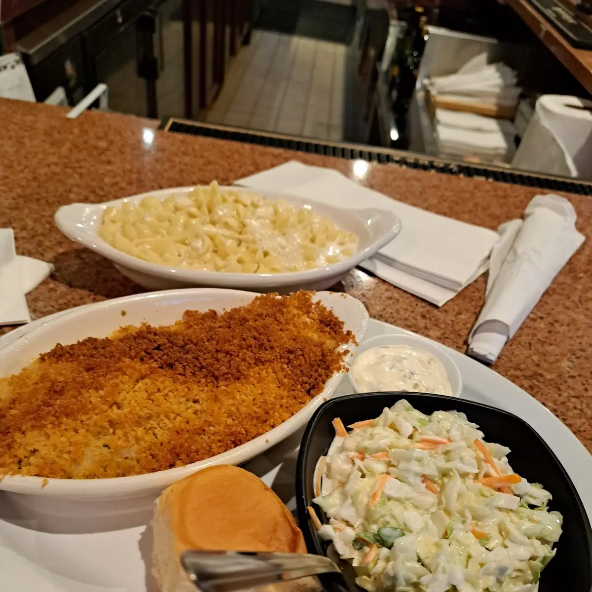 Backed Haddock Mac N Cheese with Cole Slaw