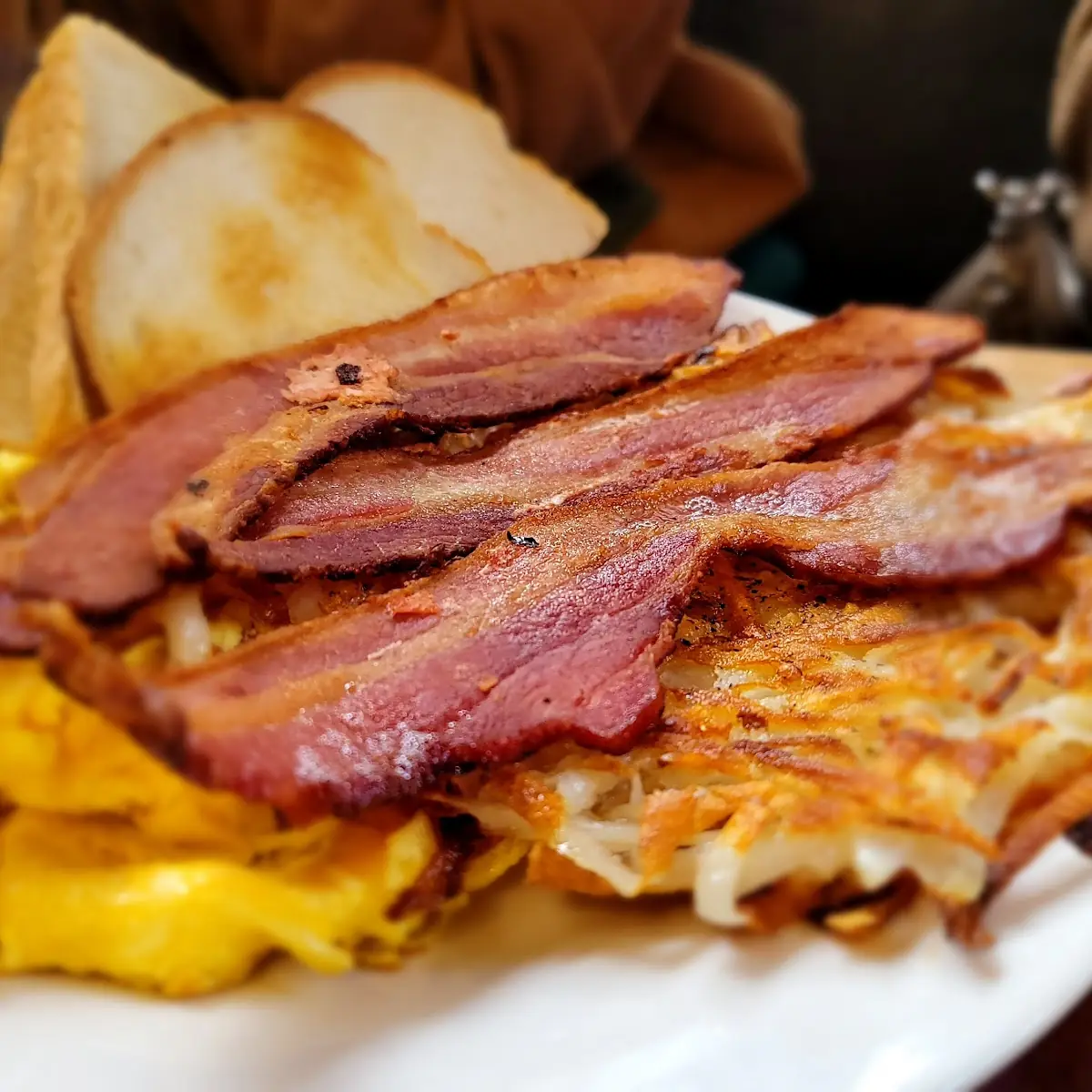 Omelette Bacon Toast Hash Browns