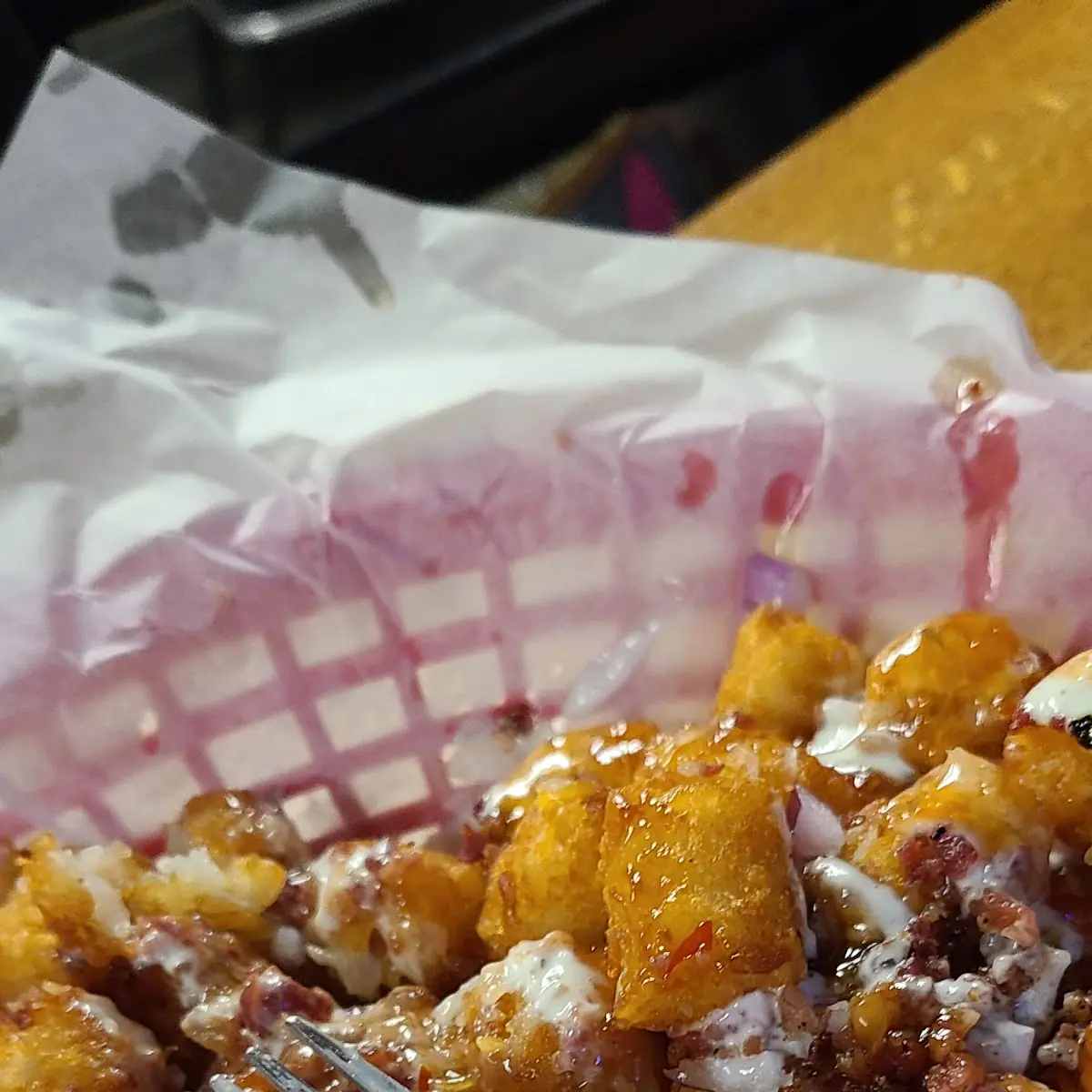 Loaded Tots with Sweet Chili Drizzle