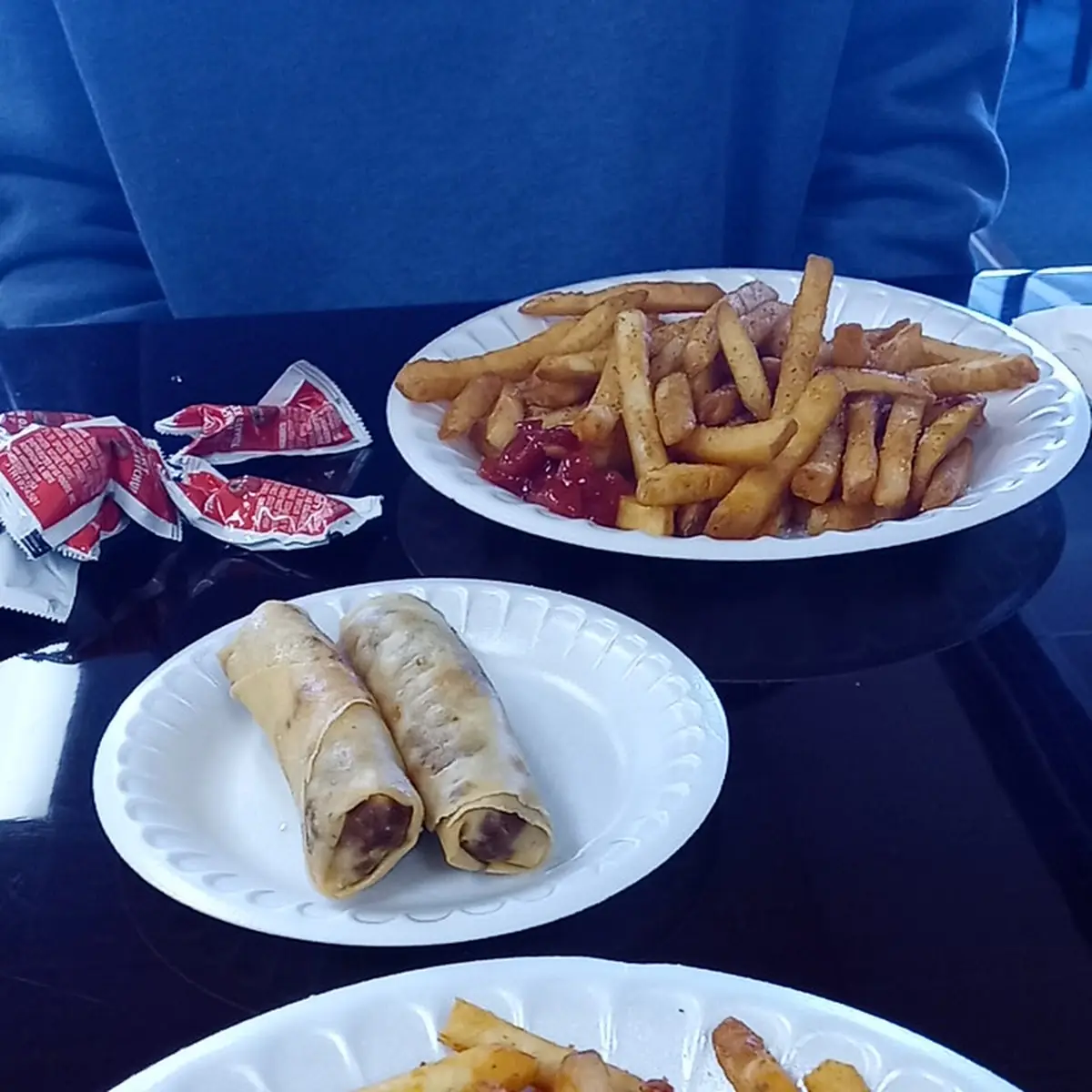 Fries and Steak and Cheese Rolls