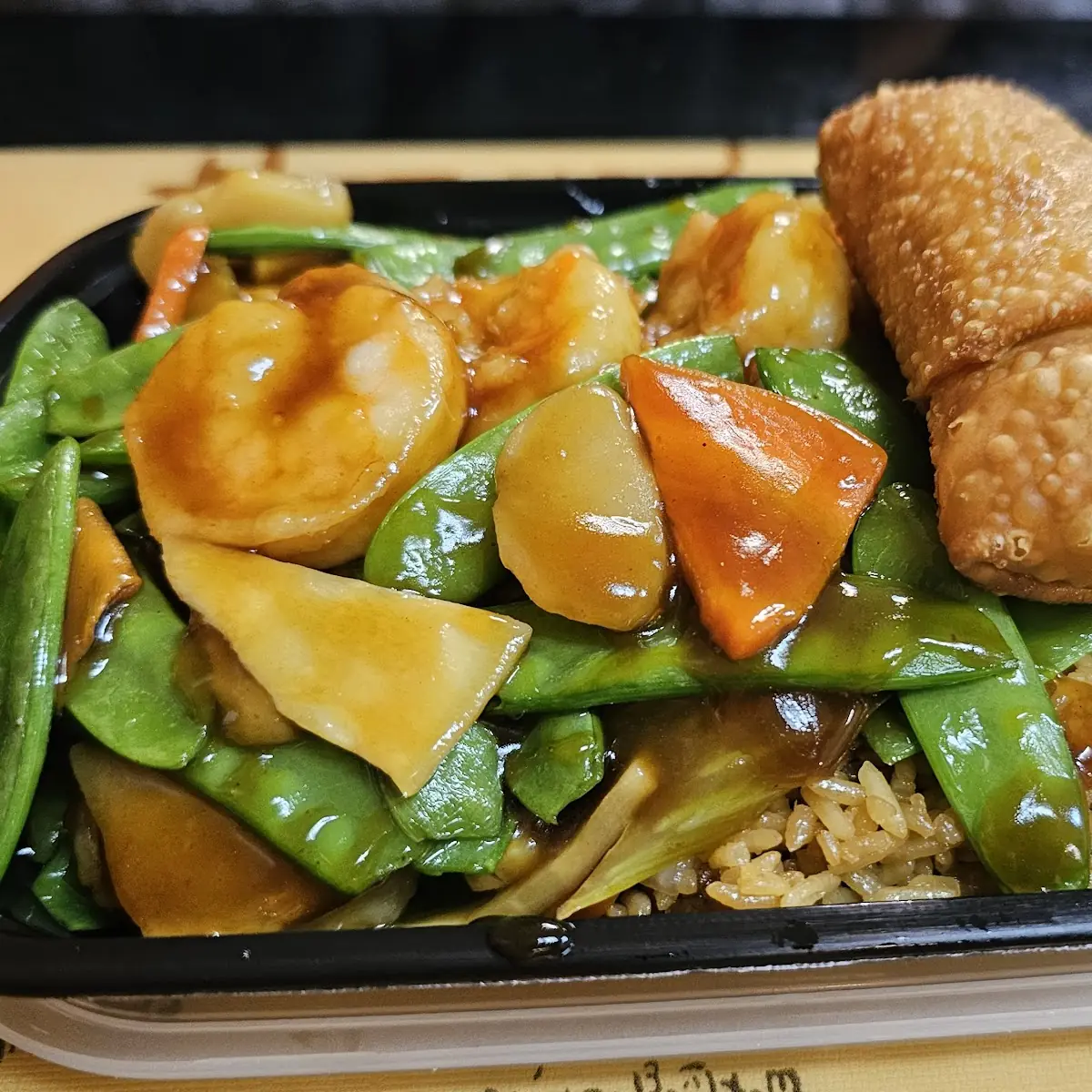 Shrimp and Snow Peas with Fried Rice