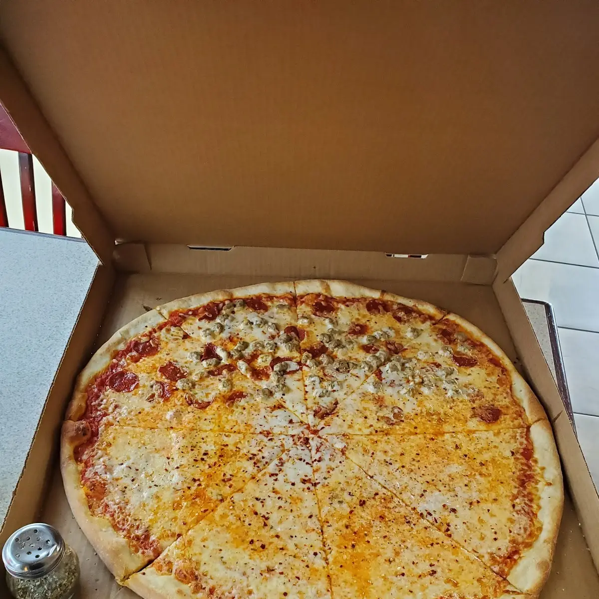 Large Half Pepperoni All Extra Cheese Pizza