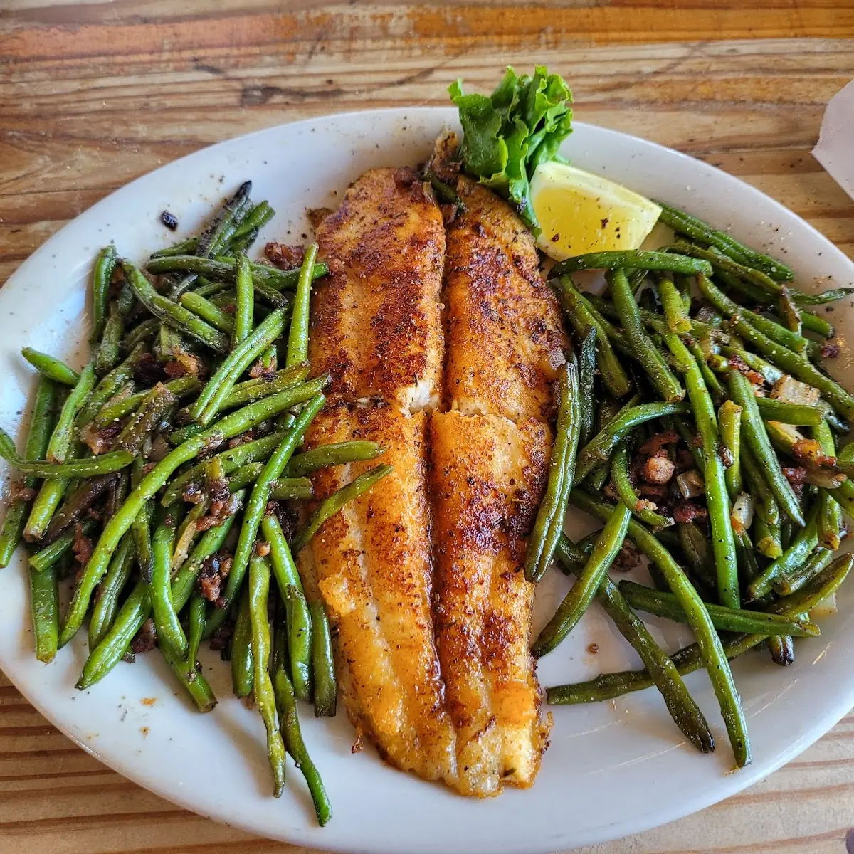Grilled Flounder with Green Beans