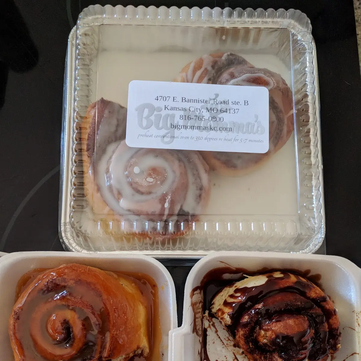 Top Traditional Cinnamon Rolls Left Carmel Right Chocolate