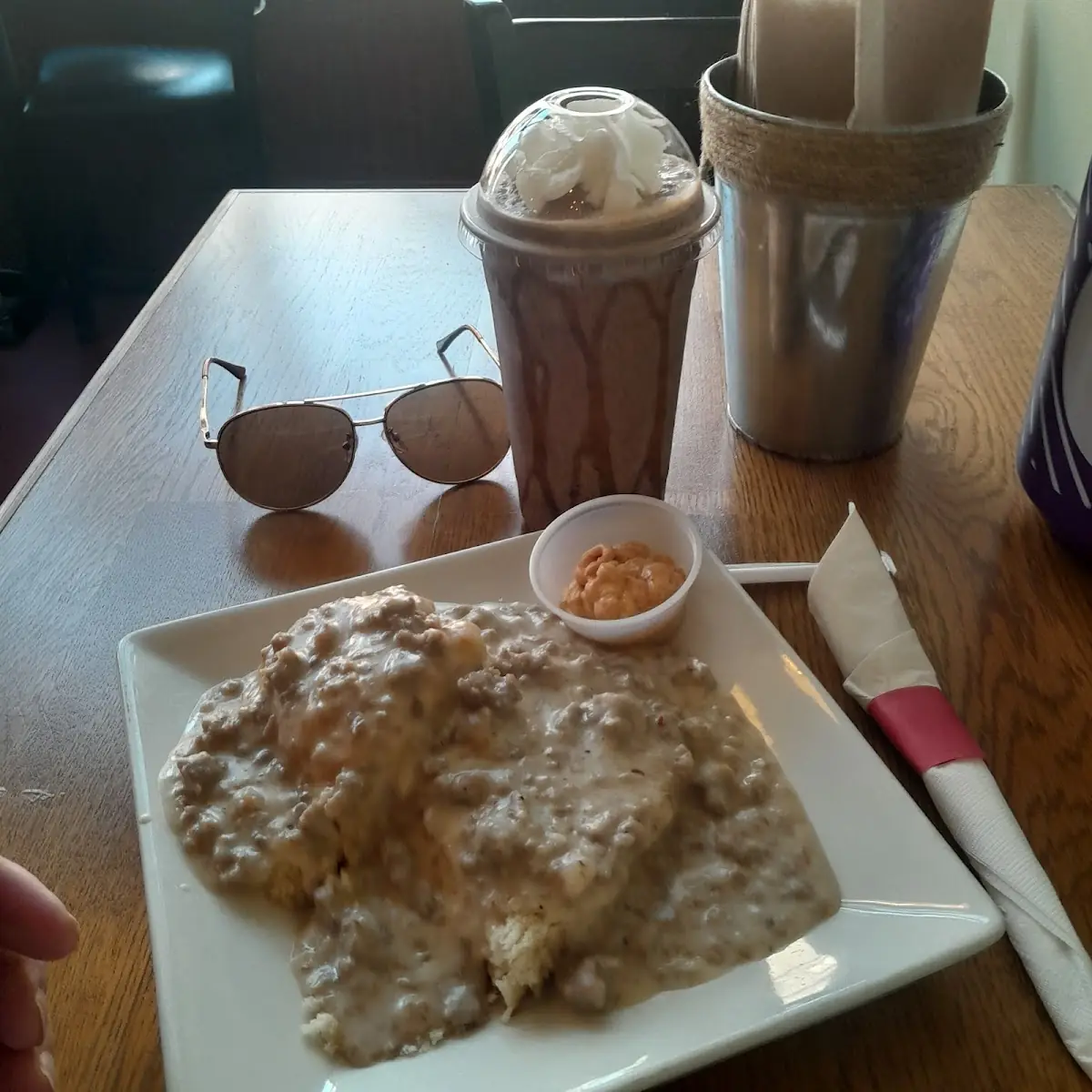 Biscuits and Gravy Side Aoli and Java Chip Frappuccino Drizzled Thank You Amy and All of You