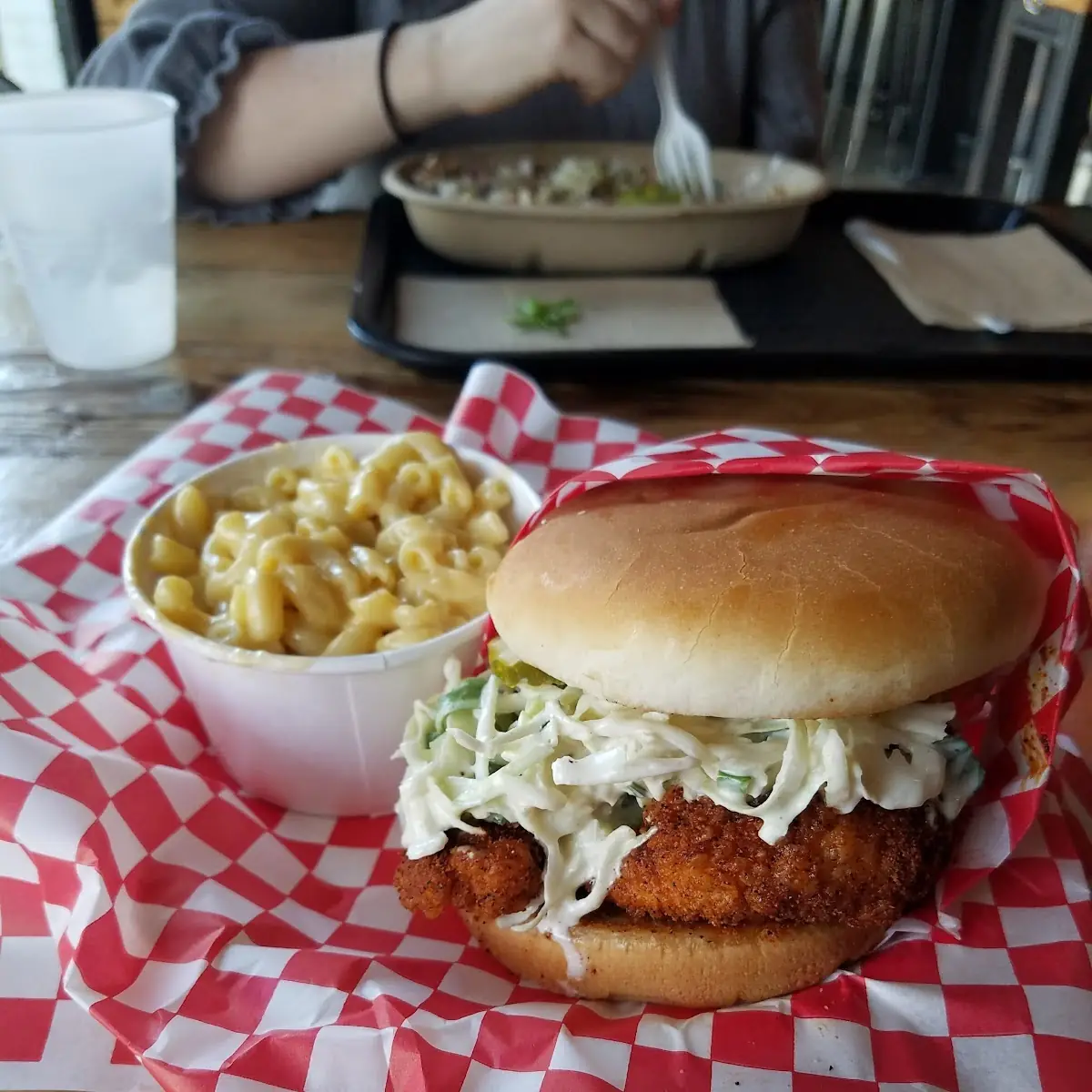Spicy Fried Chicken Sandwich with Mac and Cheese