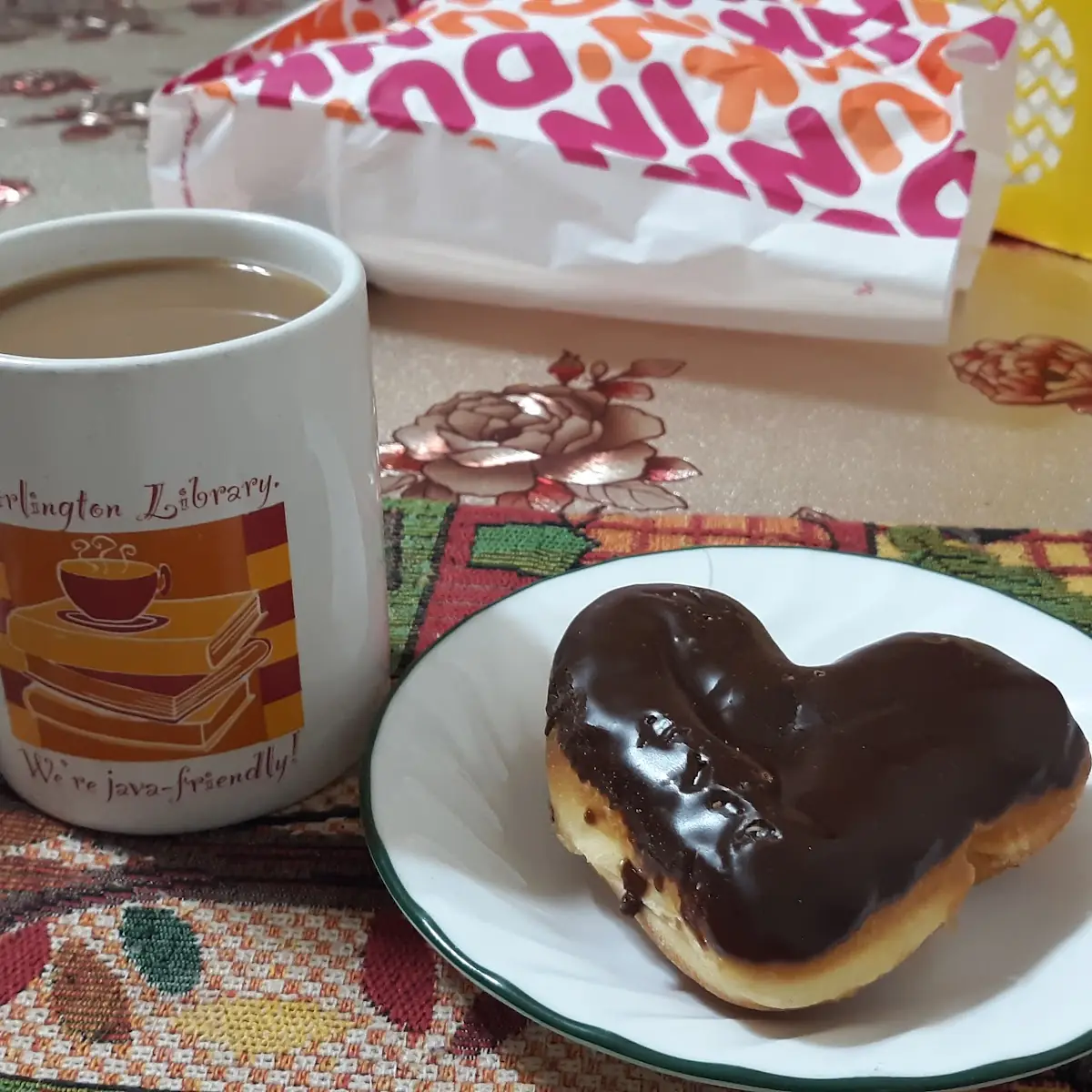 Heart Shaped Chocolate and Cream Donut