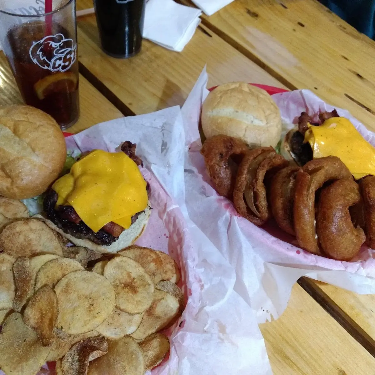 Bacon Cheeseburger and Onion Rings