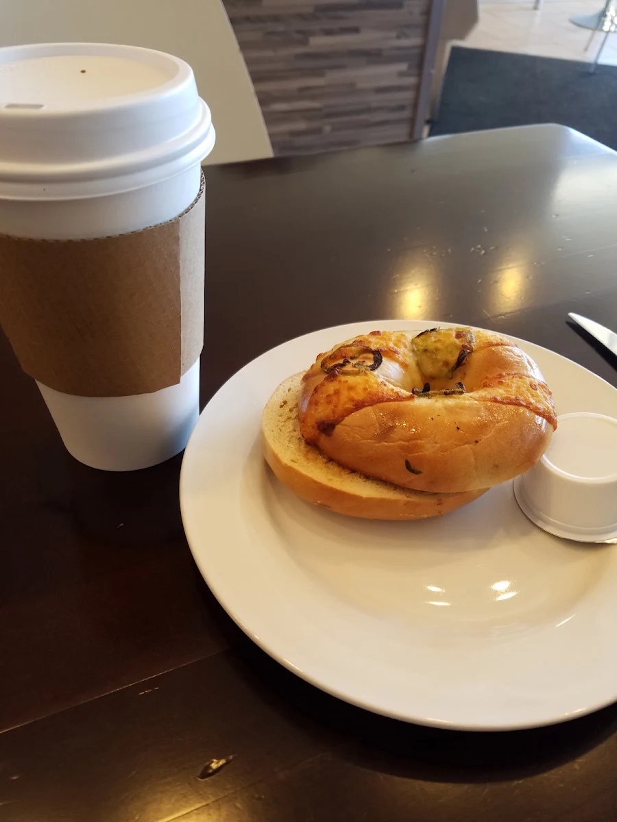 Coconut Latte and Jalapeno Bagel with Cream Cheese