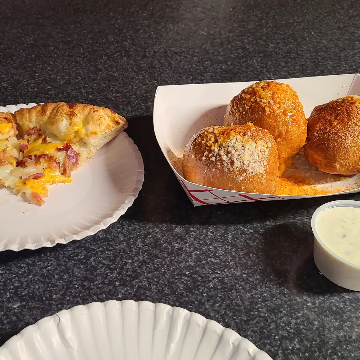 Perogy Pizza and Buffalo Chicken Ball's