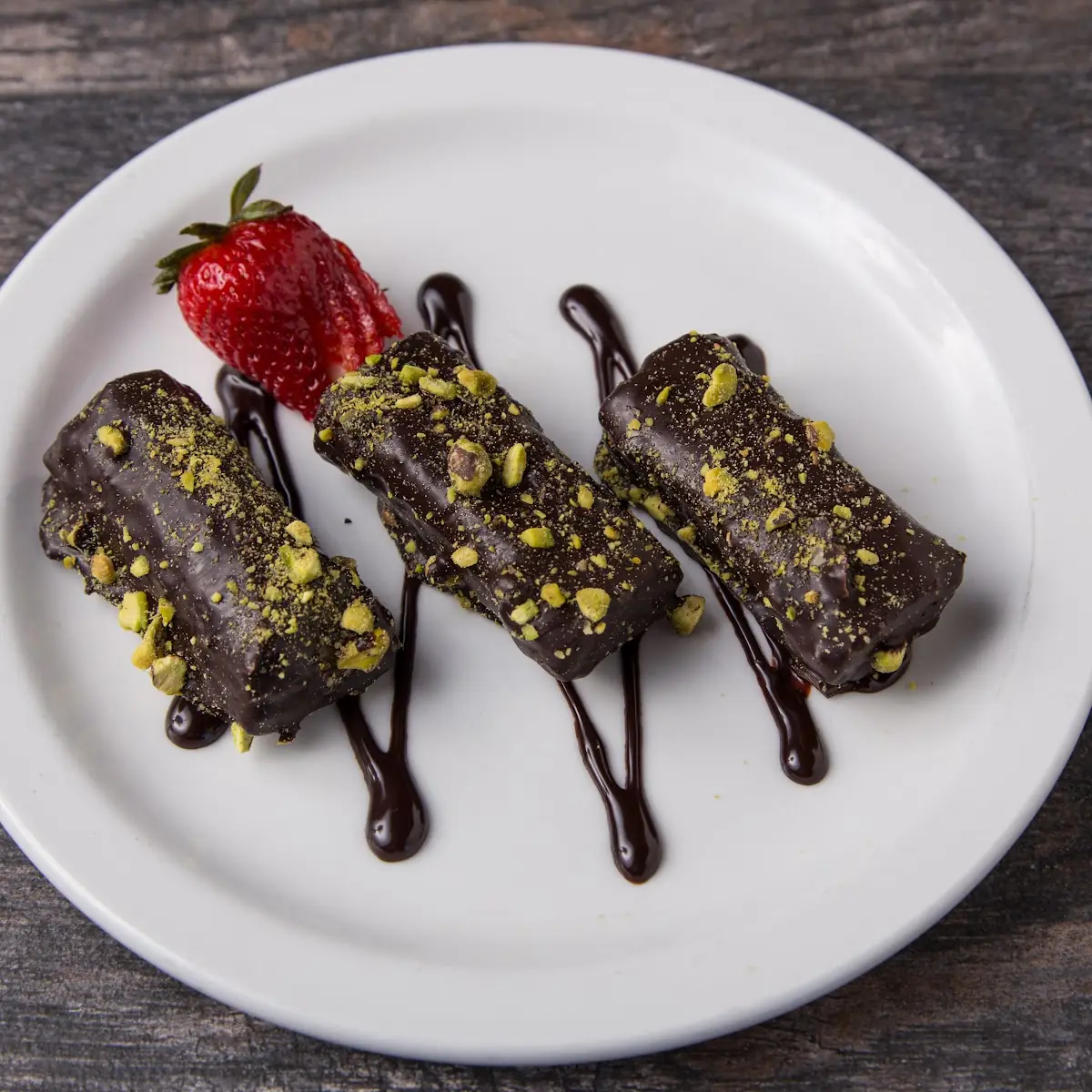 Chocolate-Dipped Walnut Baklawa Rolls