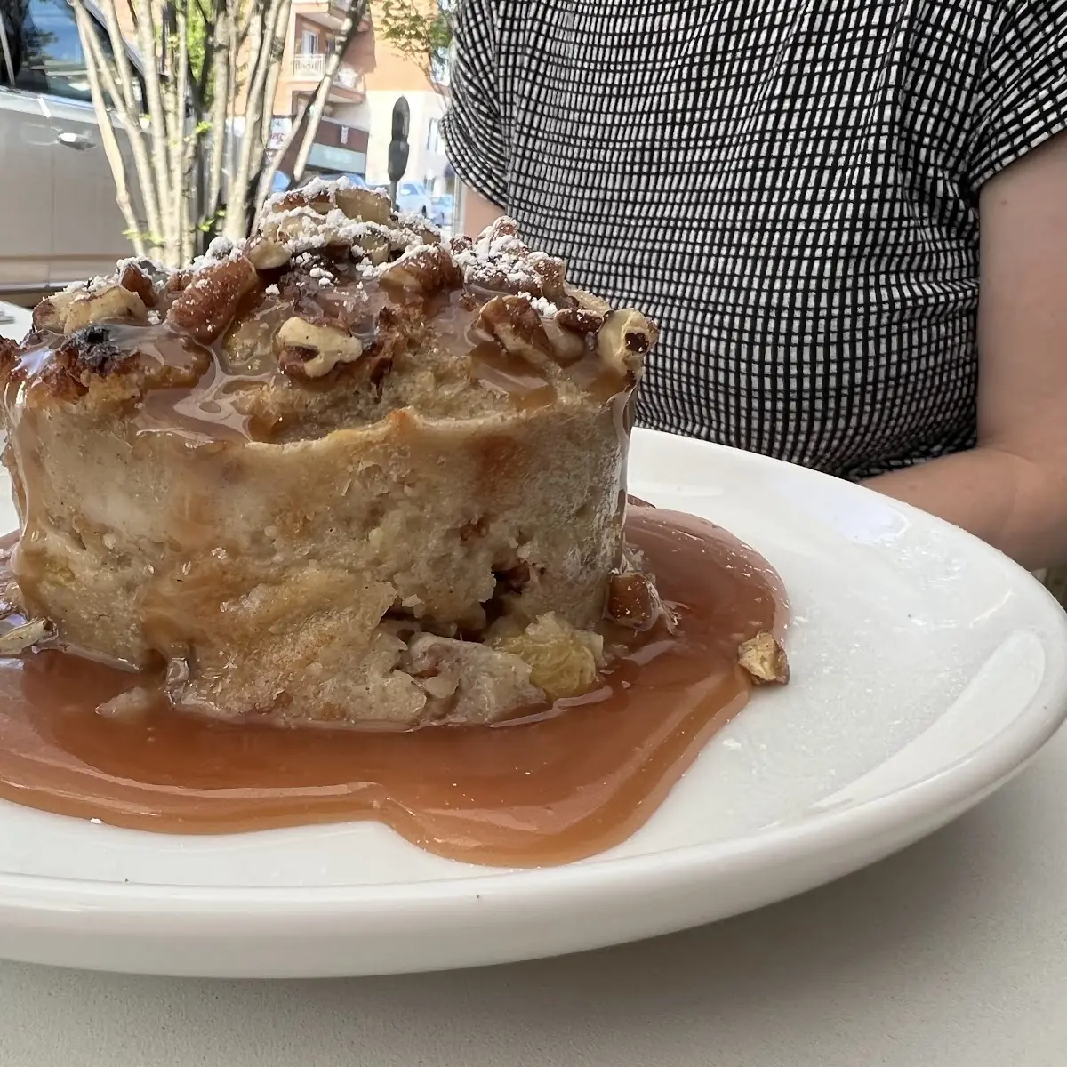 Bourbon Pecan Bread Pudding with Caramel Sauce