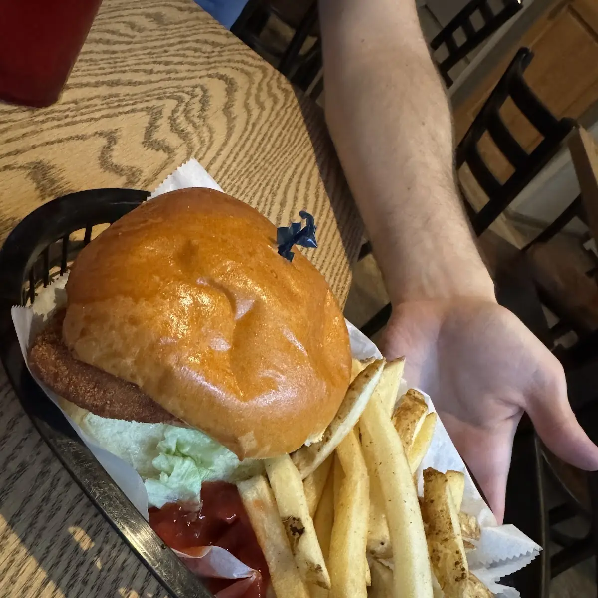 Flounder Sandwich and Fries