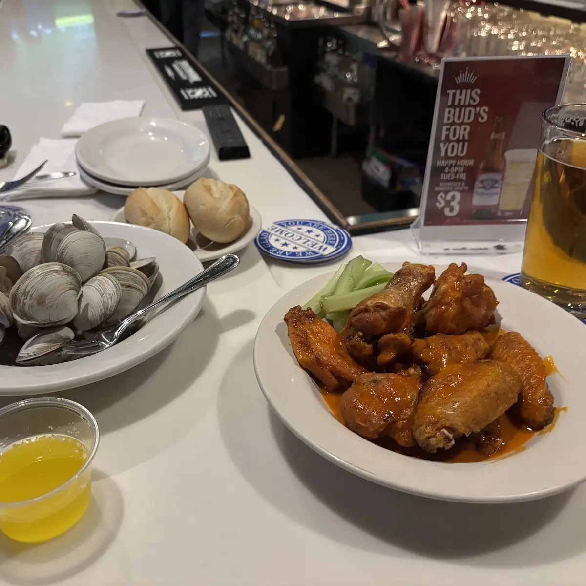 Littleneck Clams and Buffalo Wings
