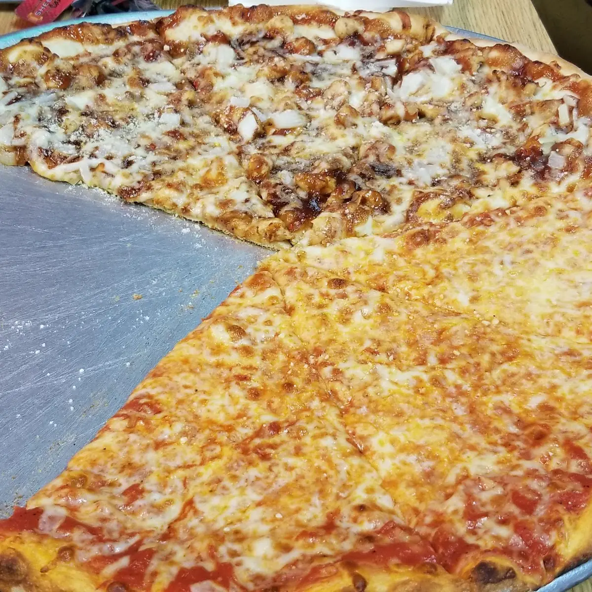 1 2 BBQ Chicken and 1 2 Cheese Pizza