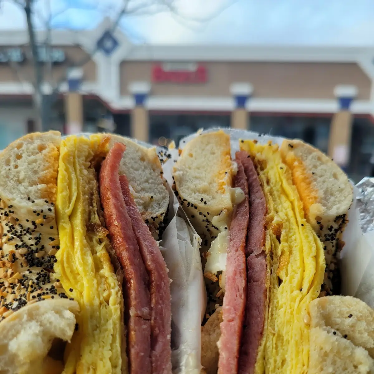 Pork Roll Egg and Cheese on Everything Bagel