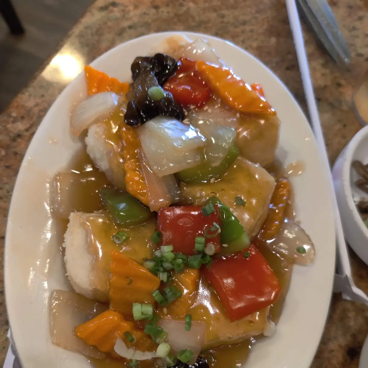 Deep Fried Tofu w Sweet and Sour Sauce