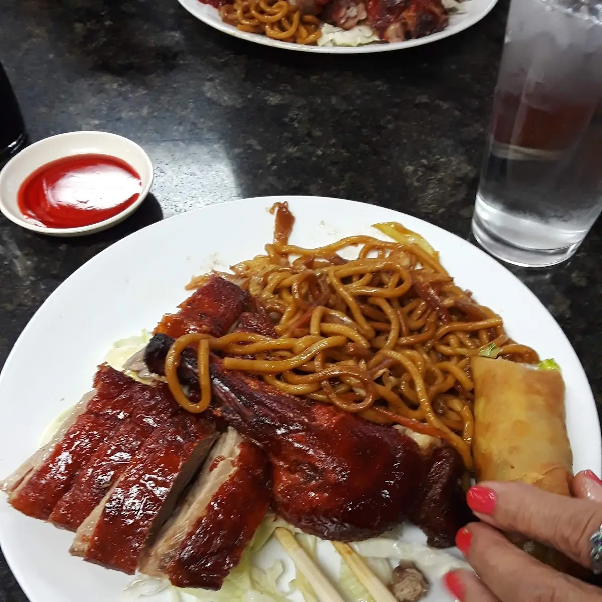 Duck Spring Roll and Chow Mein