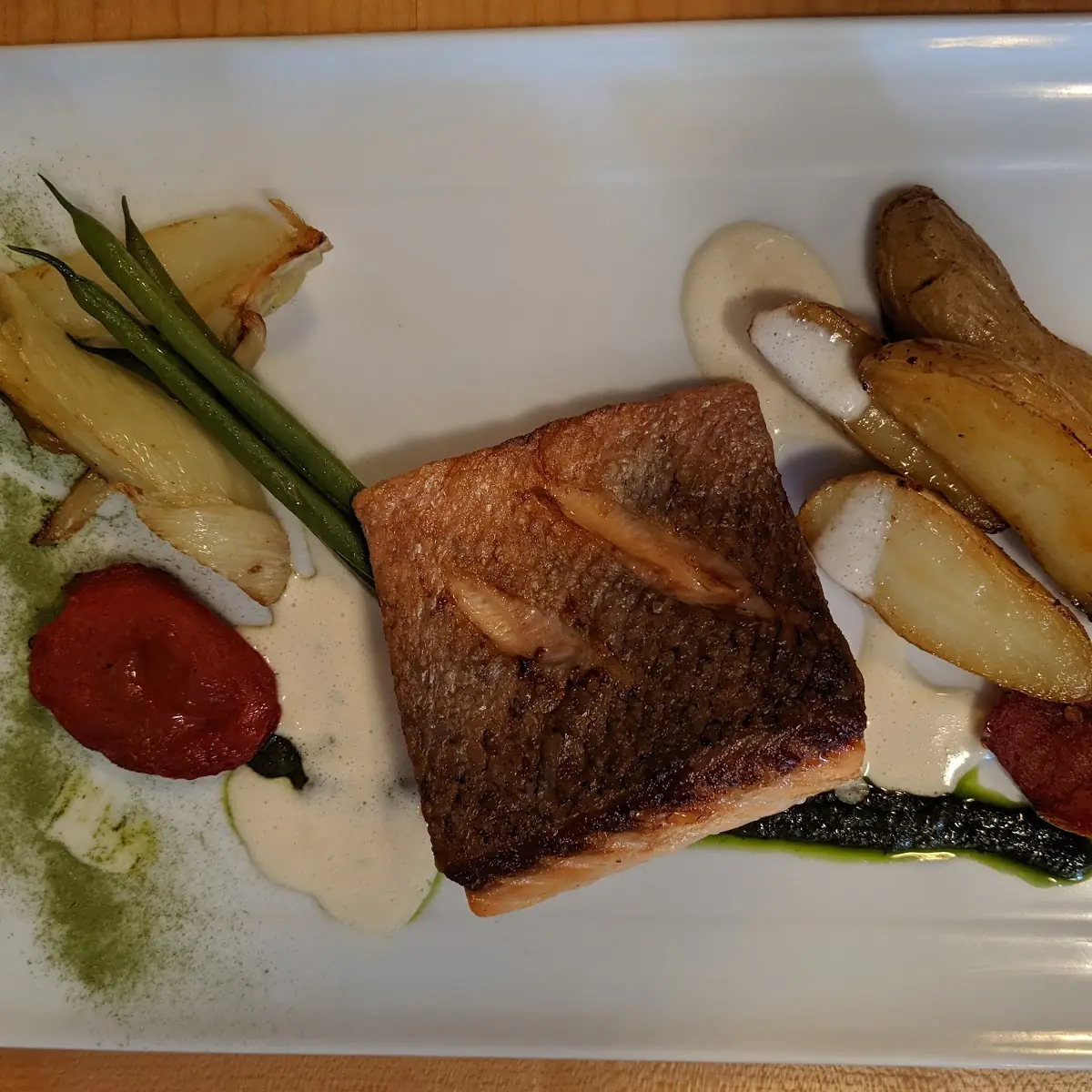 Pan Roasted Crispy Skin Salmon with Saffron Beurre Blanc