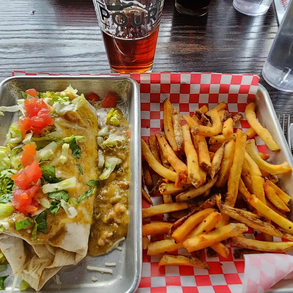 Smothered Burrito and Fries