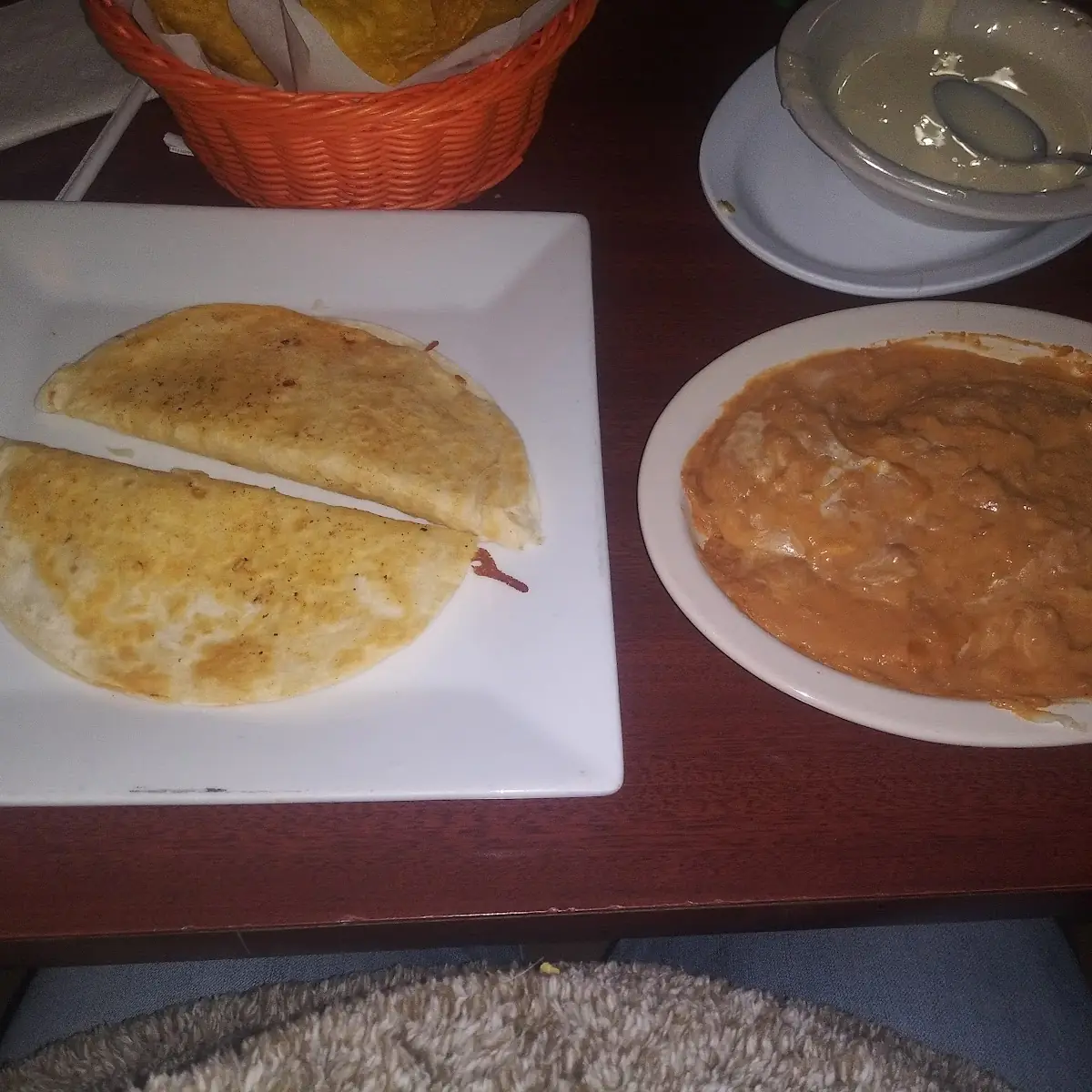 Cheese Quesadilla and Refried Beans